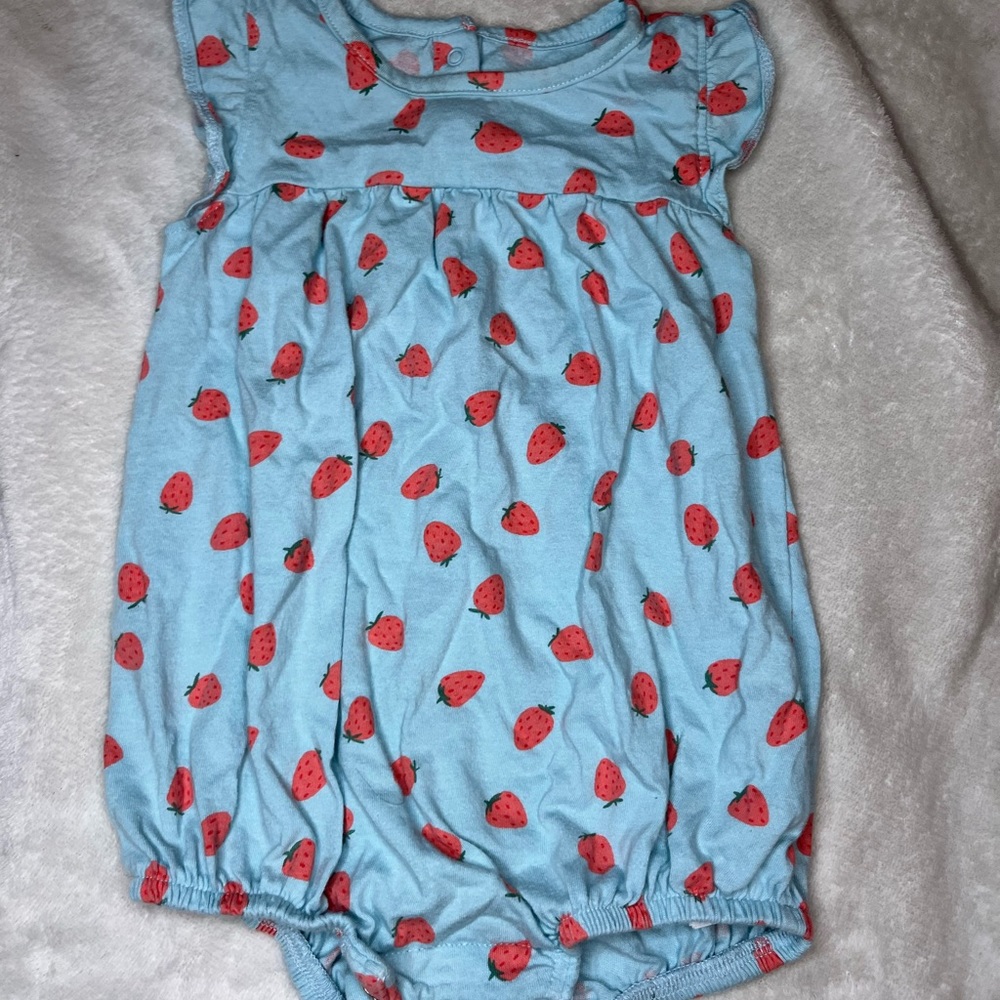 12-18m blue strawberry romper Old Navy